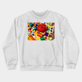 Red Pincushion And Thread With Buttons Crewneck Sweatshirt